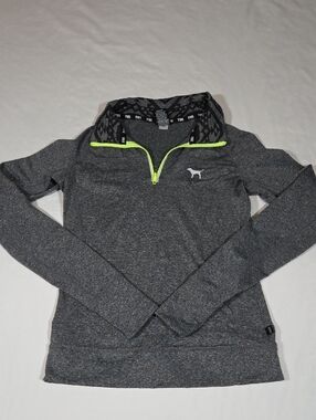 Victoria's Secret Long Sleeve Gray And Neon Green Zip Jacket Size Small